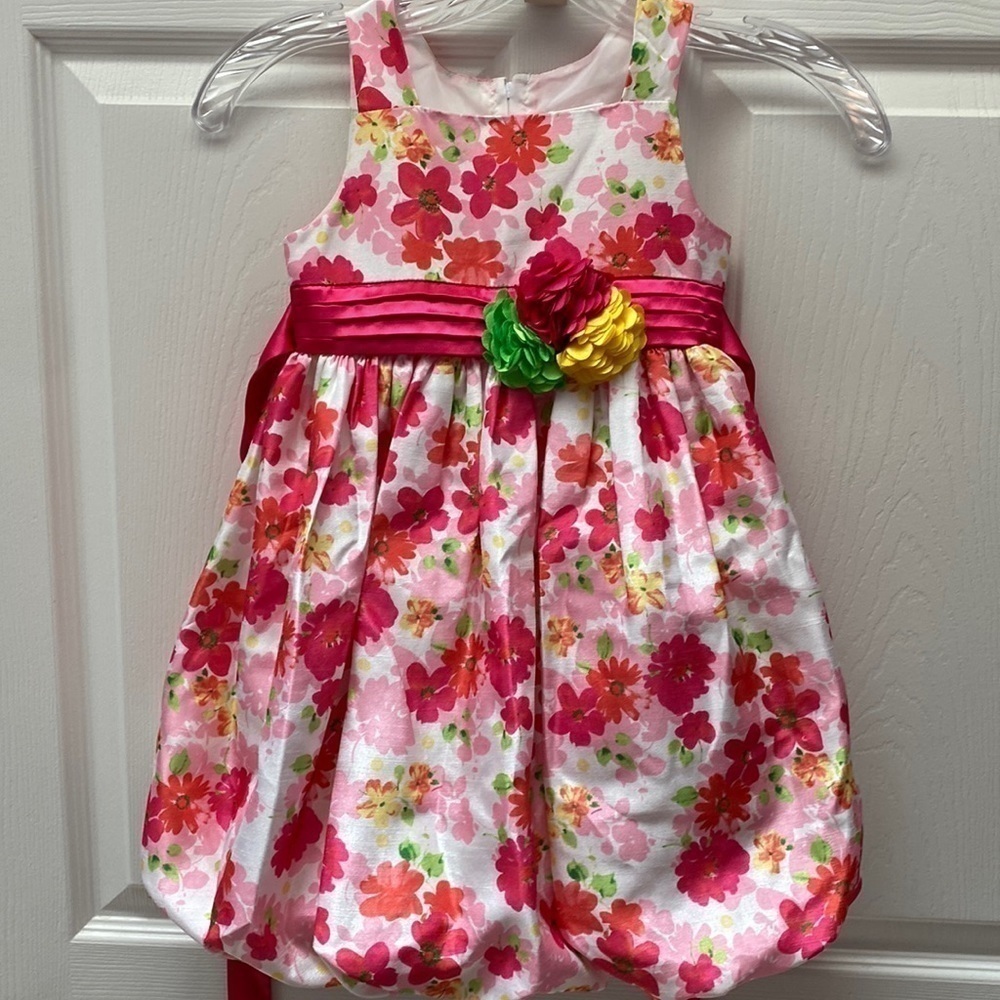 N toddler Nannette sleeveless floral lined bubble hem dress size 4. EUC